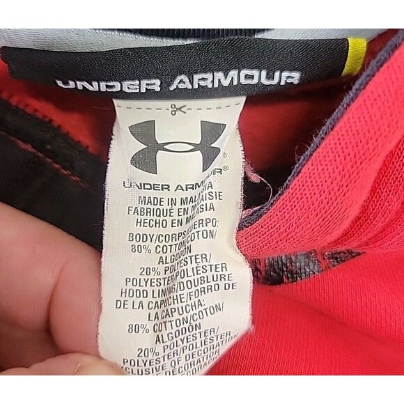 Under Armour Hoodie Sweater Youth Boys Large Red Loose Fit Flaws‎ - Picture 7 of 10